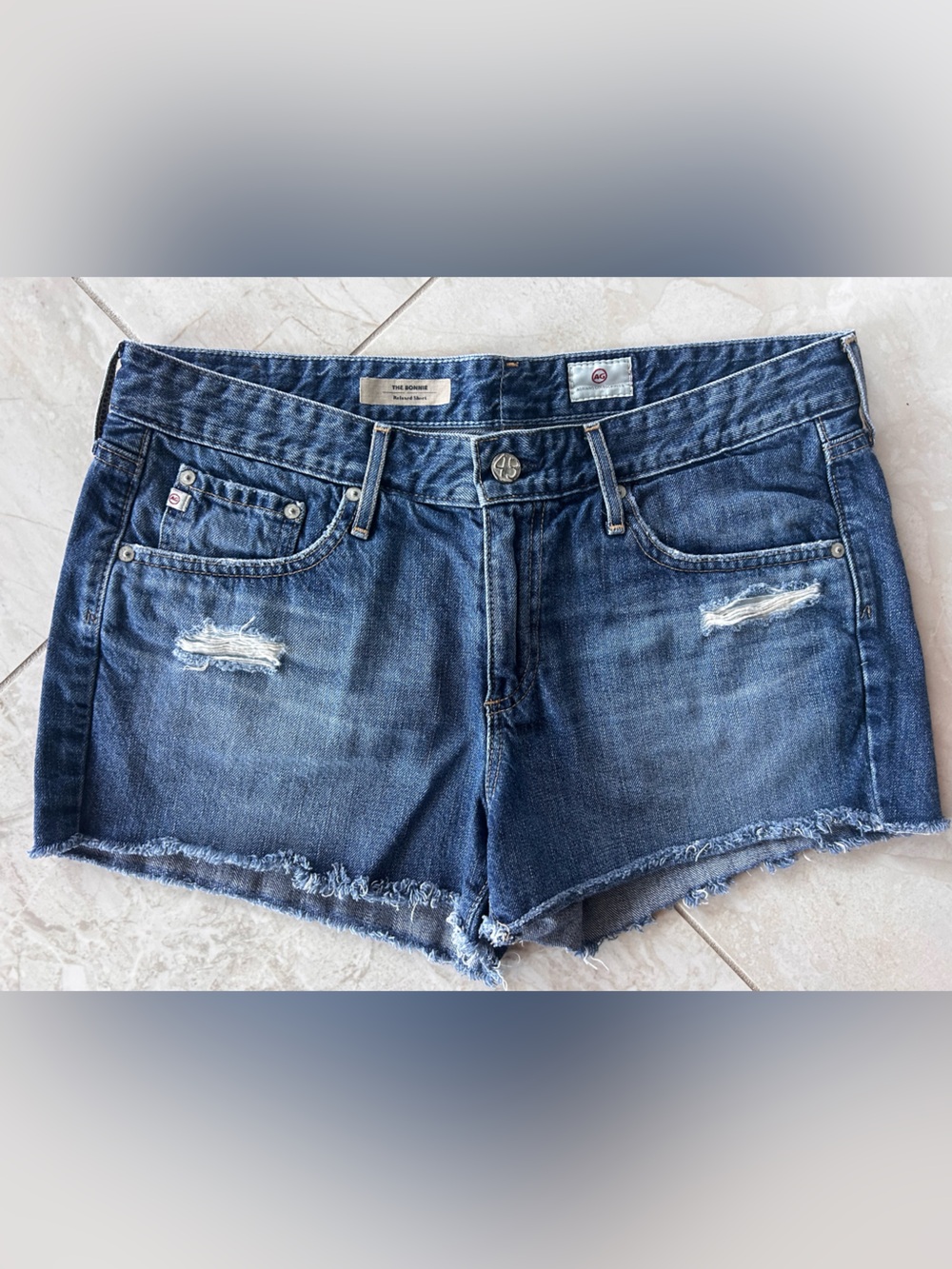 Ag Adriano Goldschmied The Bonnie Blue Washed Denim Shorts